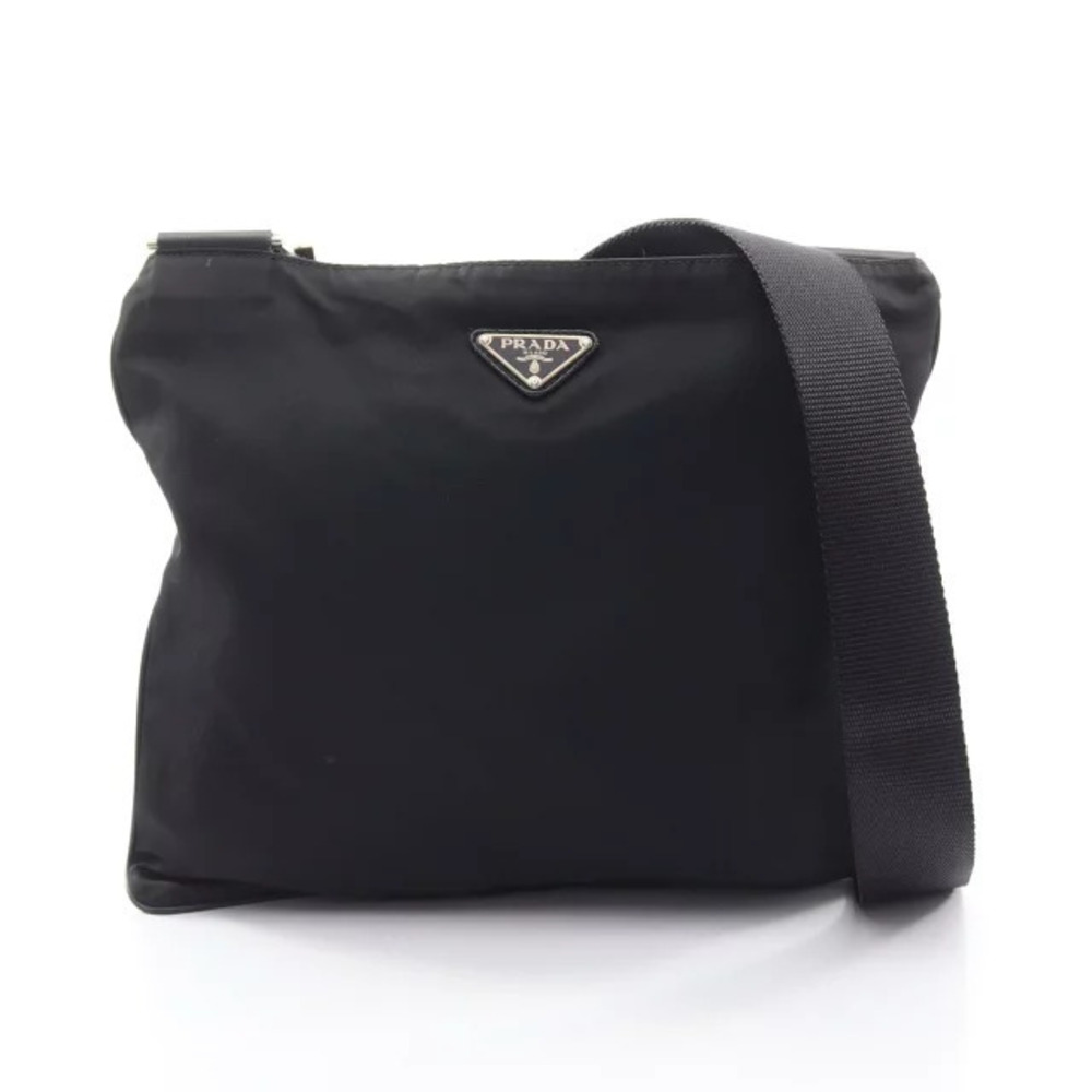 Prada Triangle Shoulder Bag Leather Black